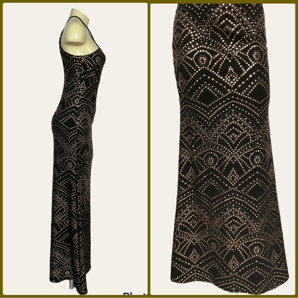 Jump Apparel Black & Gold Bronze Mermaid Style Halter Evening Gown Women 1 / 2 - Picture 8 of 8